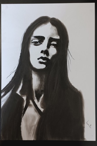 Ritratto femminile matita - femminile, a